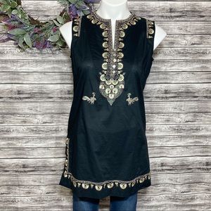 Soft Surroundings Cotton Tunic Embroidery Peacocks